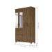 Conjunto Guarda Roupa Com Espelho e Cômoda Petra Castanho Wood Avelã
