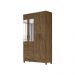 Conjunto Guarda Roupa Com Espelho e Cômoda Petra Castanho Wood Avelã