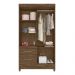 Conjunto Guarda Roupa Com Espelho e Cômoda Petra Castanho Wood Avelã