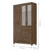 Conjunto Guarda Roupa Com Espelho e Cômoda Seicheles Castanho Wood