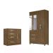 Conjunto Guarda Roupa Madri com Espelho com Cômoda Vênus - Castanho Wood
