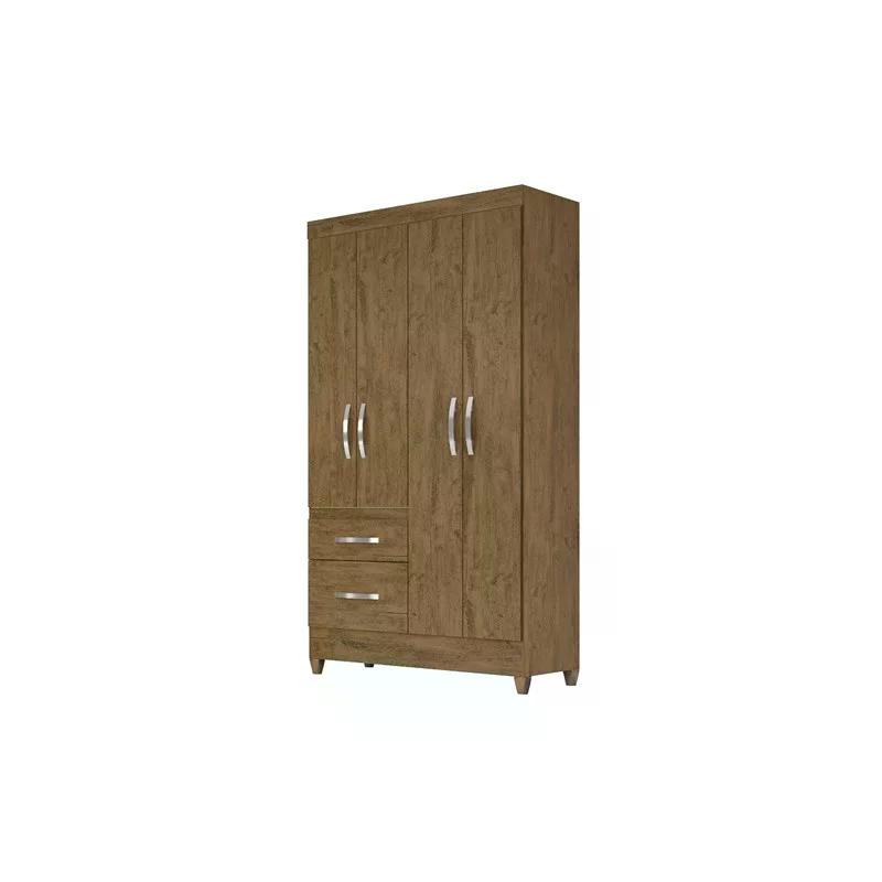 Conjunto Guarda Roupa Madri sem Espelho com Cômoda Vênus - Castanho Wood