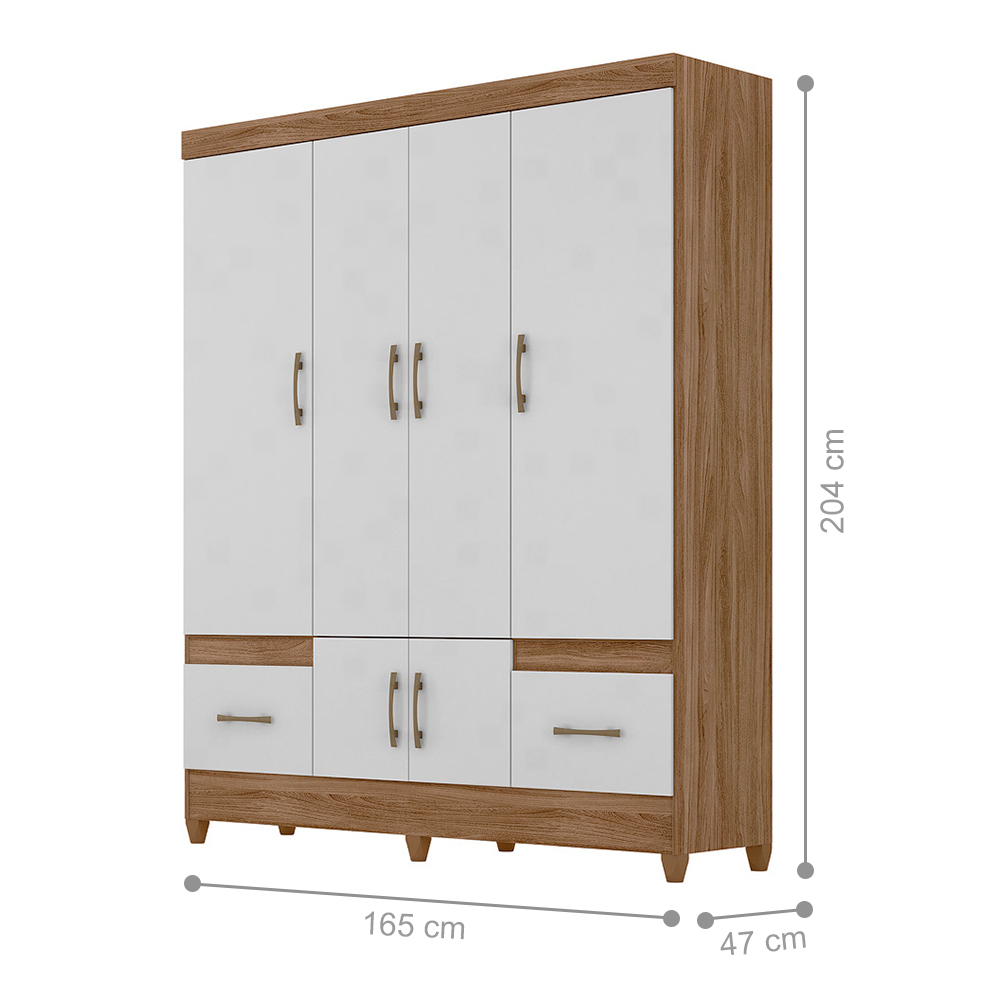 Conjunto Guarda Roupa e Cômoda Gokyo Naturale Branco