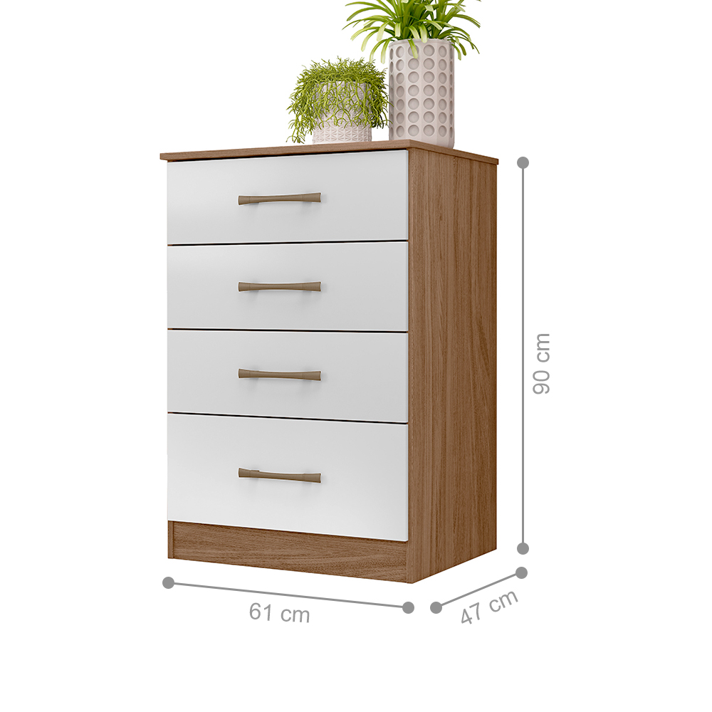Conjunto Guarda Roupa e Cômoda Gokyo Naturale Branco