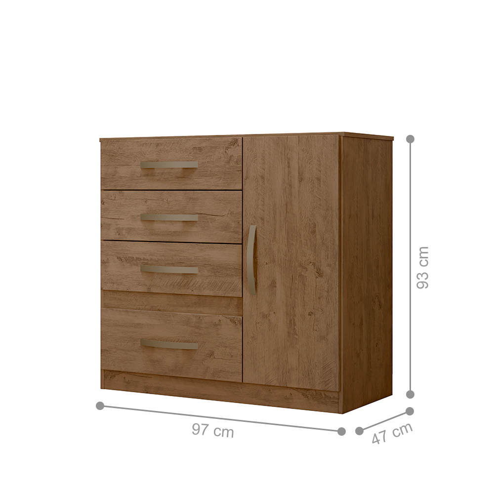 Conjunto Guarda Roupa e Cômoda Seicheles Castanho Wood