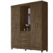 Guarda Roupa 4 Portas Com Espelho 8313 Castanho Wood Moval