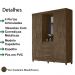 Guarda Roupa 4 Portas Com Espelho 8313 Castanho Wood Moval