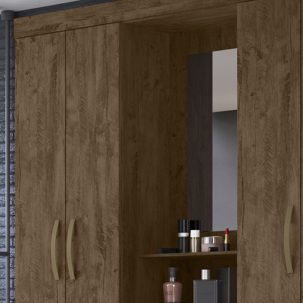 Guarda Roupa 4 Portas Com Espelho 8313 Castanho Wood Moval