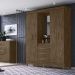 Guarda Roupa 4 Portas Com Espelho 8313 Castanho Wood Moval