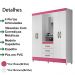 Guarda Roupa 4 Portas Com Espelho 8314 Branco Rosa Moval