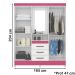 Guarda Roupa 4 Portas Com Espelho 8314 Branco Rosa Moval