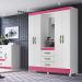 Guarda Roupa 4 Portas Com Espelho 8314 Branco Rosa Moval