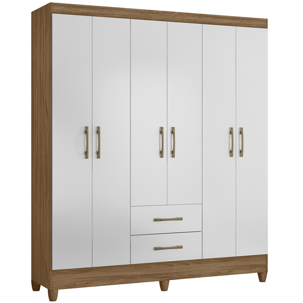 Guarda Roupa 6 Portas 9530 Naturale Branco Moval