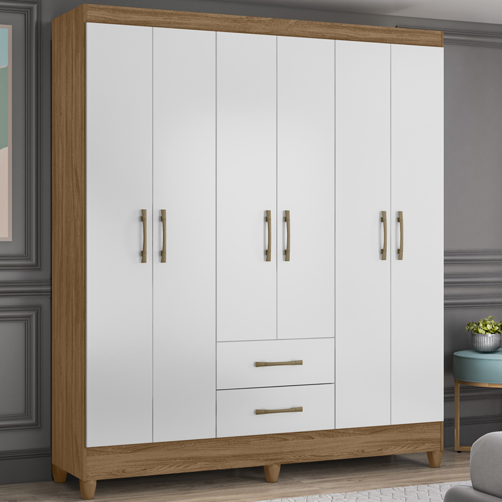 Guarda Roupa 6 Portas 9530 Naturale Branco Moval