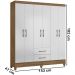 Guarda Roupa 6 Portas 9530 Naturale Branco Moval