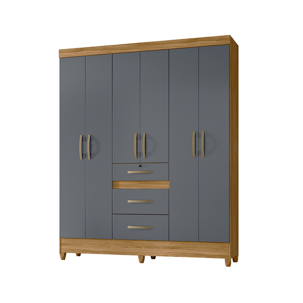 Guarda Roupa 6 Portas Canyon Freijó Cinza