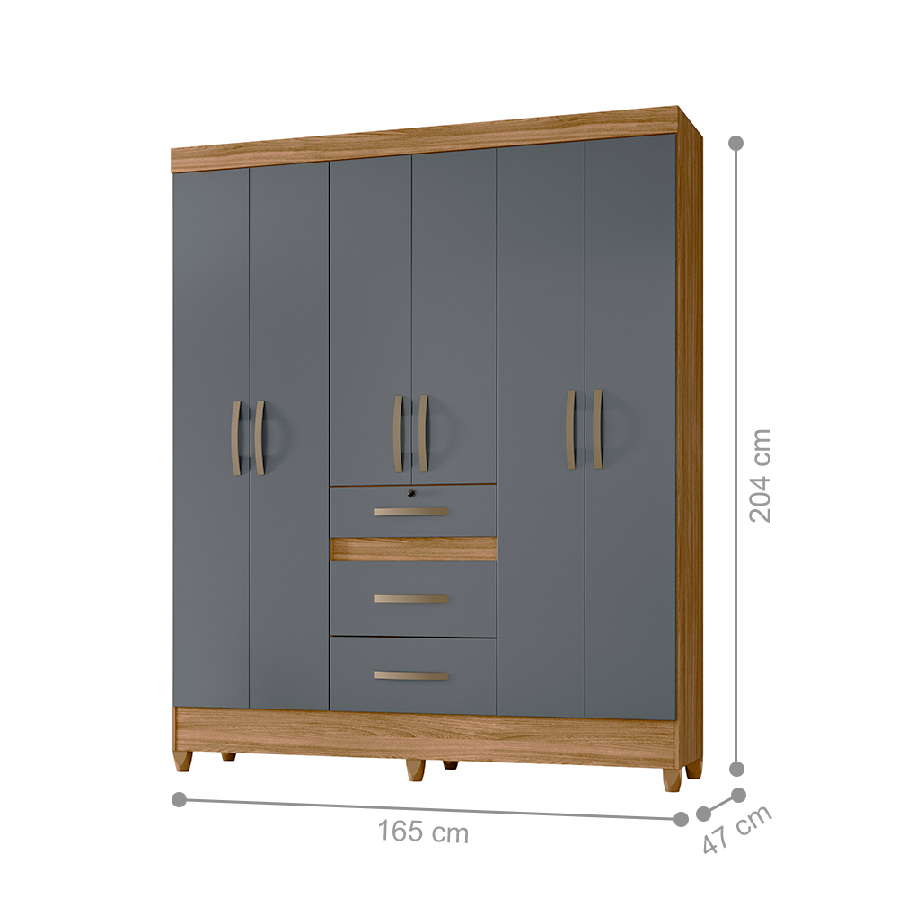Guarda Roupa 6 Portas Canyon Freijó Cinza