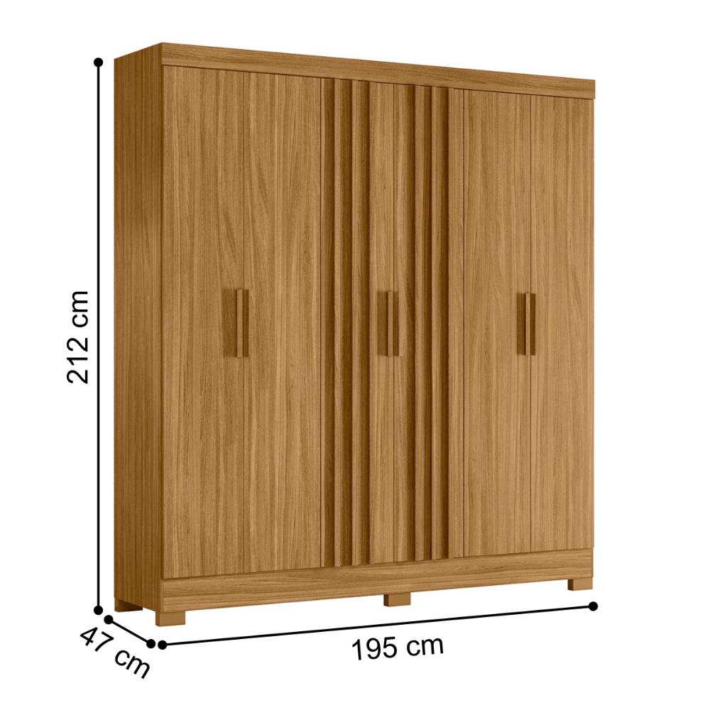 Guarda Roupa 6 Portas Fresado Mumbai Freijó