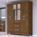 Guarda Roupa 6 Portas Hugh Castanho Wood com Espelho
