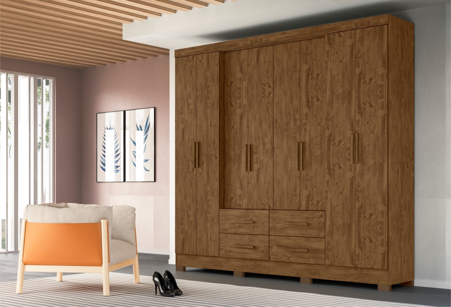 Guarda Roupa 8 Portas Alexis Castanho Wood