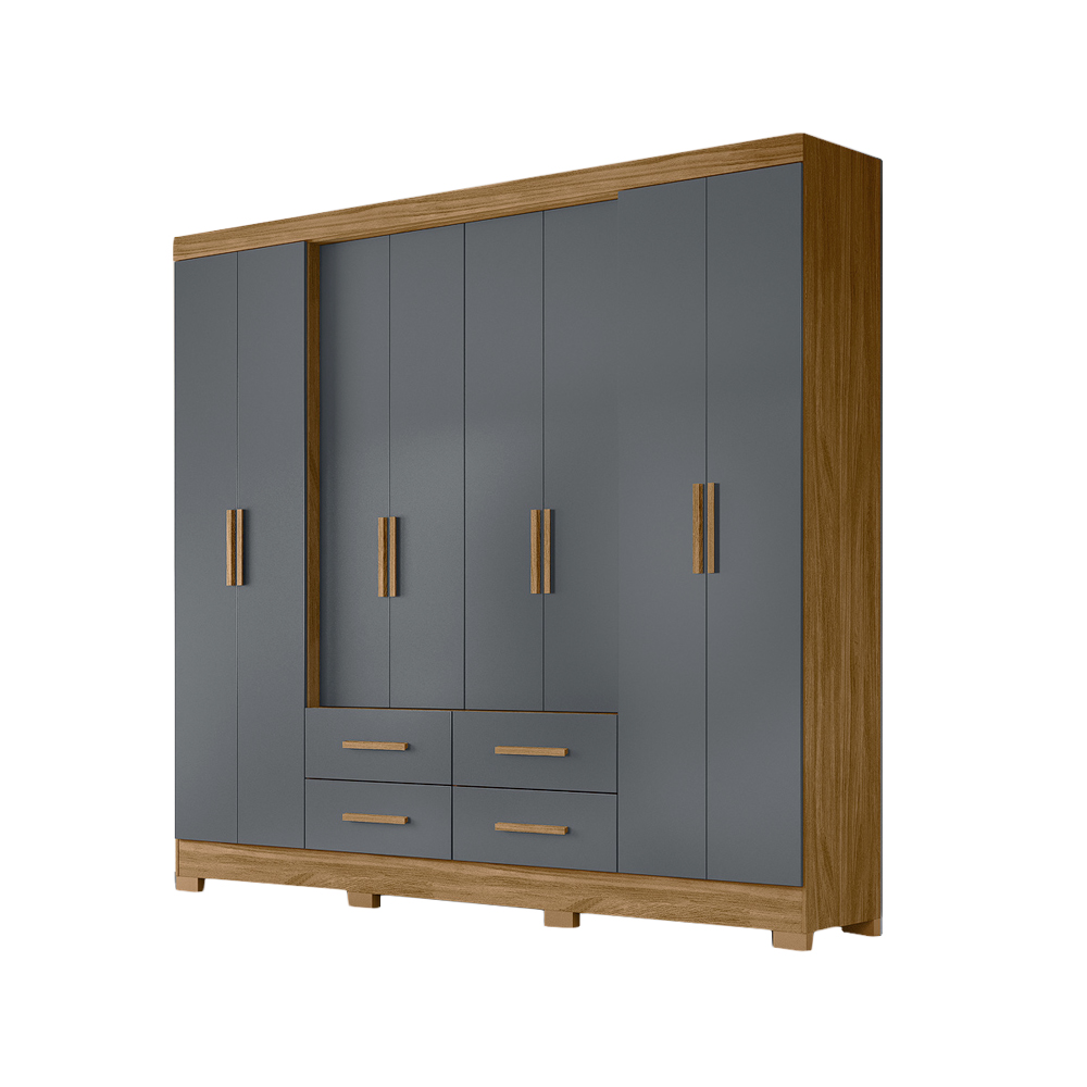 Guarda Roupa 8 Portas Chicago Freijó Cinza