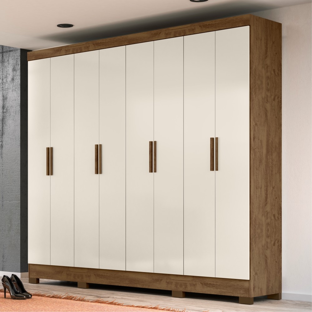 Guarda Roupa 8 Portas Ward Castanho Wood Baunilha