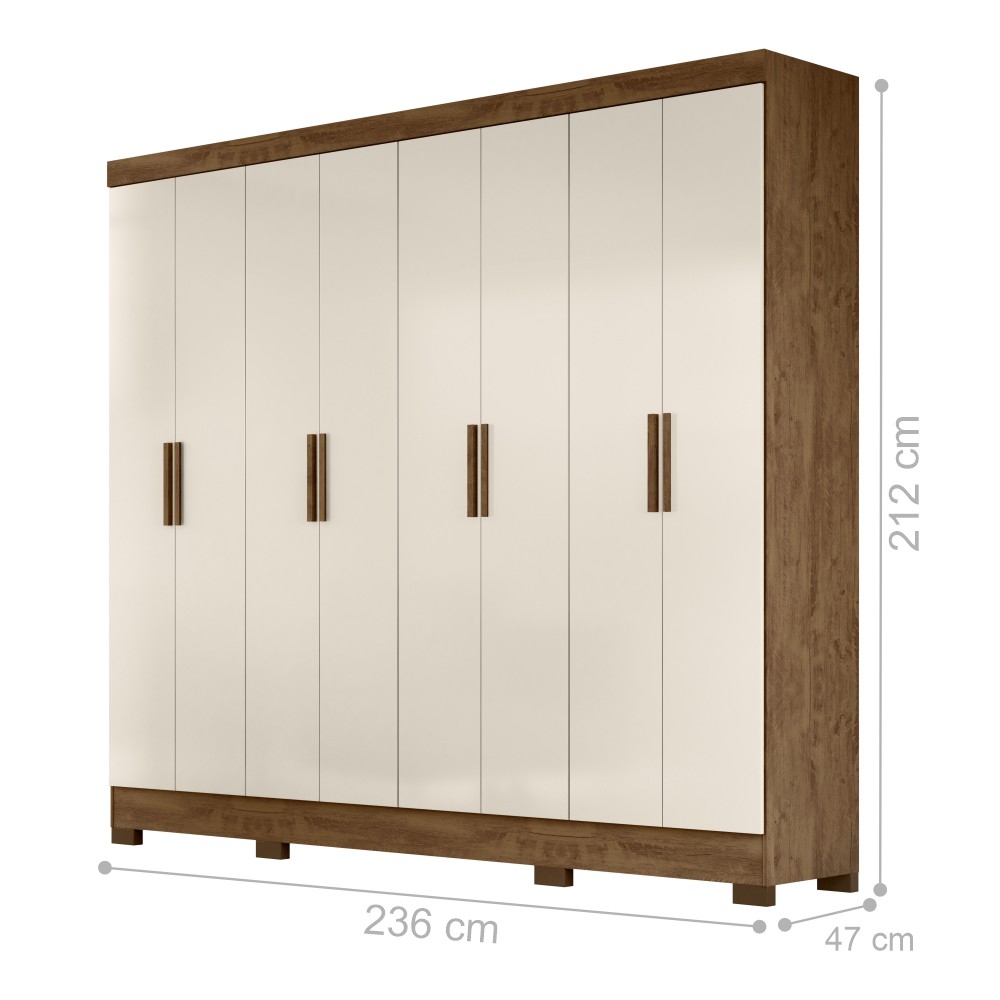 Guarda Roupa 8 Portas Ward Castanho Wood Baunilha