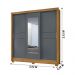 Guarda Roupa Casal 3 Portas Deslizantes com Espelho 2 Gavetas Bahamas - Freijo / Cinza