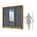 Guarda Roupa Casal 3 Portas Deslizantes com Espelho 2 Gavetas Bahamas - Freijo / Cinza