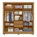 Guarda Roupa Casal 3 Portas Deslizantes com Espelho 2 Gavetas Bahamas - Freijo / Cinza