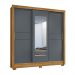 Guarda Roupa Casal 3 Portas Deslizantes com Espelho 2 Gavetas Freijo / Cinza Bahamas - Moval