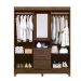 Guarda Roupa Casal 4 Portas 2 Gavetas Niteroi - Nogueira