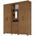 Guarda Roupa Casal 4 Portas e Espelho Eldorado Castanho Wood - Moval