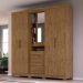 Guarda Roupa Casal 4 Portas e Espelho Eldorado Castanho Wood - Moval