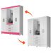 Guarda Roupa Casal 4 portas com espelho 3 gavetas Capri - Branco / Rosa