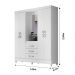Guarda Roupa Casal 4 portas com espelho 3 gavetas Capri - Branco / Rosa