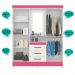 Guarda Roupa Casal 4 portas com espelho 3 gavetas Capri - Branco / Rosa