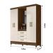 Guarda Roupa Casal 4 portas com espelho 3 gavetas Capri - Castanho Wood / Baunilha