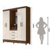 Guarda Roupa Casal 4 portas com espelho 3 gavetas Capri - Castanho Wood / Baunilha