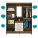 Guarda Roupa Casal 4 portas com espelho 3 gavetas Capri - Castanho Wood / Baunilha