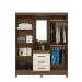 Guarda Roupa Casal 4 portas com espelho 3 gavetas Capri - Castanho Wood / Baunilha
