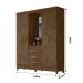 Guarda Roupa Casal 4 portas com espelho 3 gavetas Capri - Castanho Wood