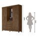 Guarda Roupa Casal 4 portas com espelho 3 gavetas Capri - Castanho Wood