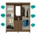 Guarda Roupa Casal 4 portas com espelho 3 gavetas Capri - Castanho Wood