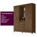 Guarda Roupa Casal 4 portas com espelho 3 gavetas Capri - Castanho Wood