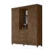 Guarda Roupa Casal 4 portas com espelho 3 gavetas Capri - Castanho Wood