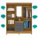 Guarda Roupa Casal 4 portas com espelho 3 gavetas Capri - Freijo / Cinza