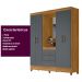 Guarda Roupa Casal 4 portas com espelho 3 gavetas Capri - Freijo / Cinza
