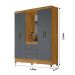 Guarda Roupa Casal 4 portas com espelho 3 gavetas Freijo / Cinza Capri - Moval
