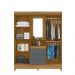 Guarda Roupa Casal 4 portas com espelho 3 gavetas Freijo / Cinza Capri - Moval